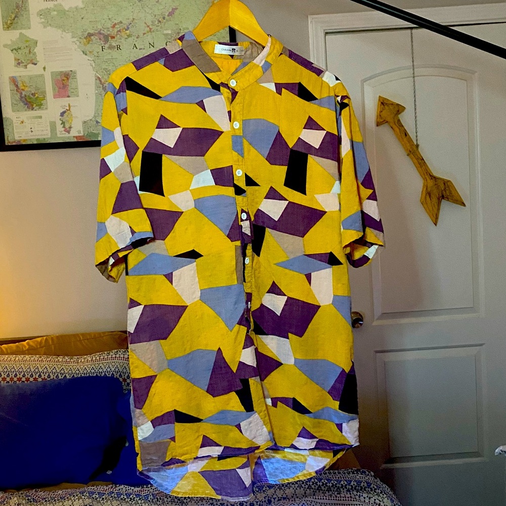 Patterned Short Sleeve Button Down